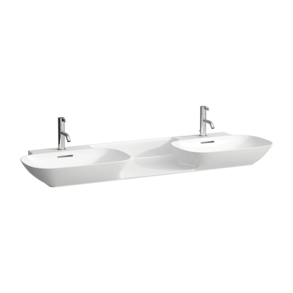 Laufen Doppelwaschtisch INO 450x1420x145mm, Weiß LCC, ohne Hahnloch, mit Überlau... LAUFEN-H8143044001091 7612738049546 (Abb. 1)