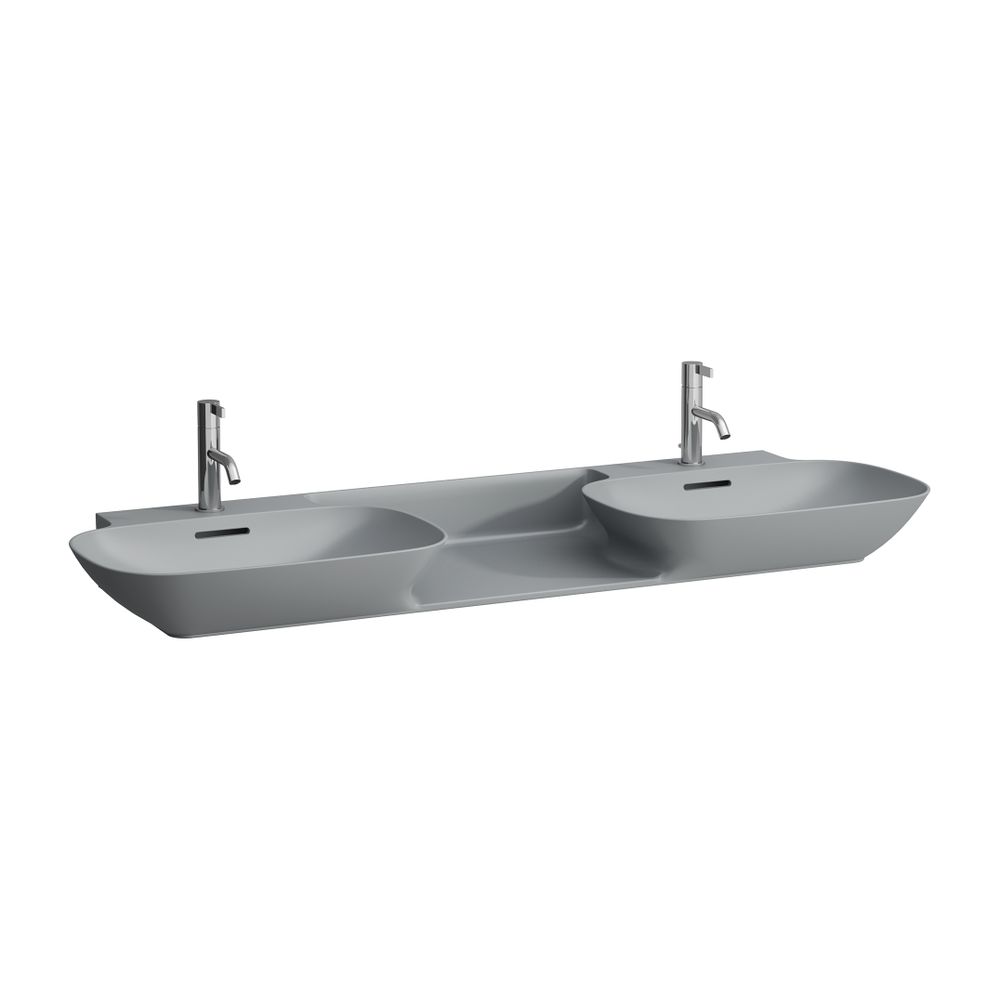 Laufen Doppelwaschtisch INO 450x1420x145mm, Mattgraphit, 1 Hahnloch, je Becken m... LAUFEN-H8143047581041 7612738049522 (Abb. 1)
