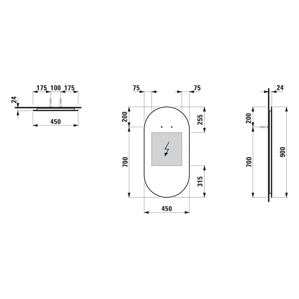 Laufen Spiegel Frame 25 450x25x900mm, oval, mit LED-Licht, für Lichtschalter... LAUFEN-H4443709000001 7612738151614 (Abb. 3)