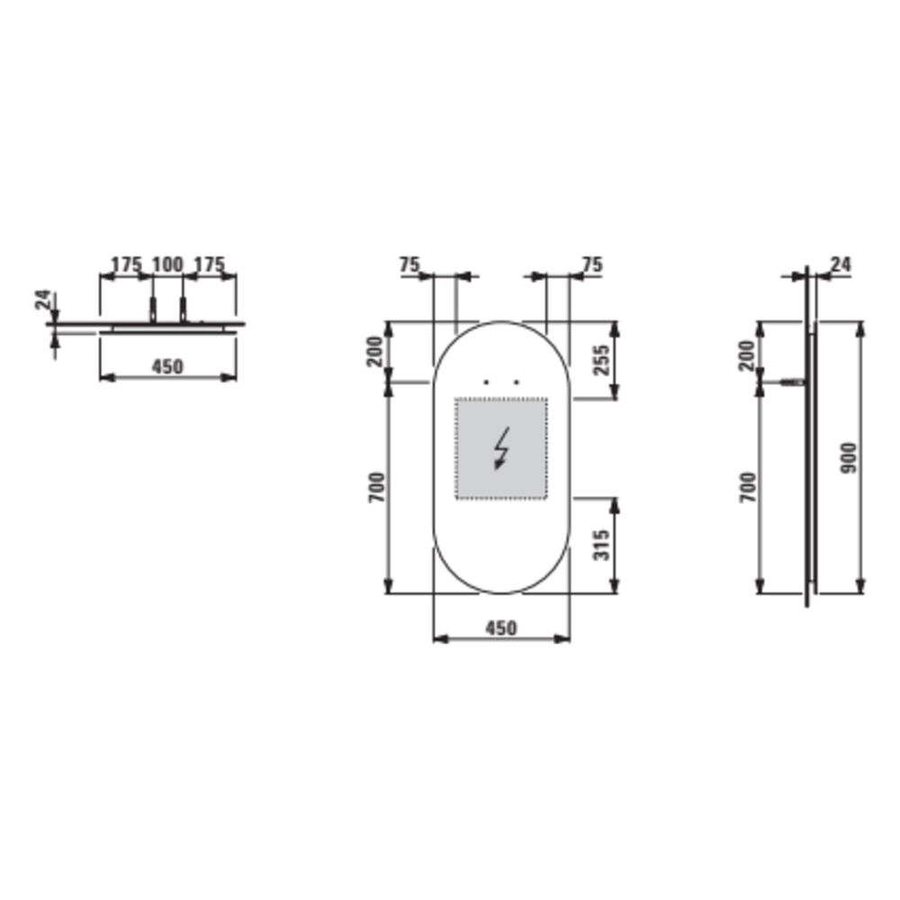 Laufen Spiegel Frame 25 450x25x900mm, oval, mit LED-Licht, für Lichtschalter... LAUFEN-H4443709000001 7612738151614 (Abb. 4)