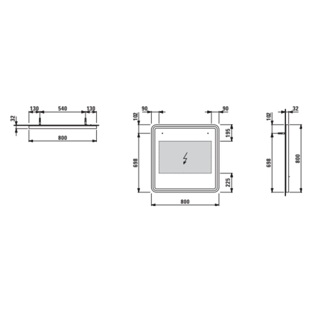 Laufen Spiegel Base 2.0 800x800mm, quadratisch, LED-Beleuchtung, 1 Sensorschalte... LAUFEN-H4443811084501 7612738151645 (Abb. 4)