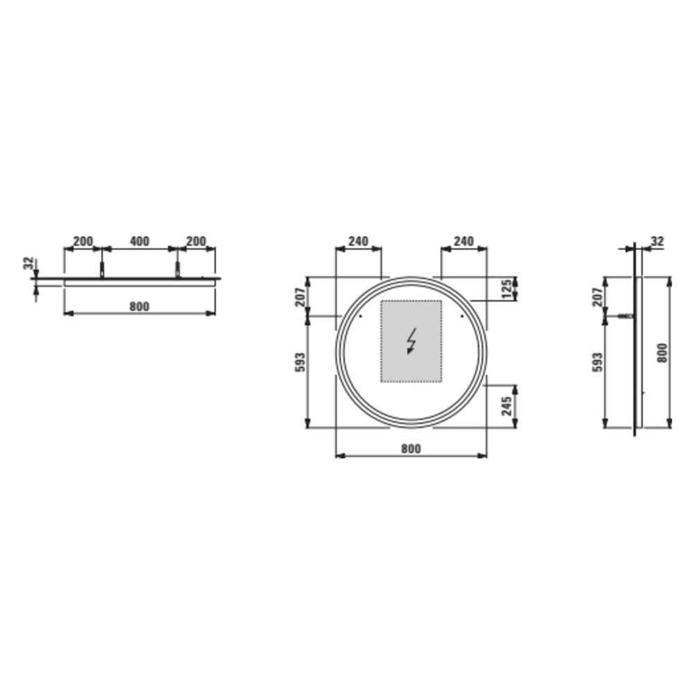 Laufen Spiegel Base 2.0 800x800mm, rund, LED-Beleuchtung, 1 Sensorschalter, Schw... LAUFEN-H4443911084501 7612738151683 (Abb. 4)