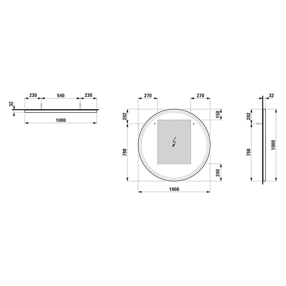 Laufen Spiegel Base 2.0 1000x1000mm, rund, LED-Beleuchtung, 1 Sensorschalter, Sc... LAUFEN-H4443921084501 7612738151690 (Abb. 3)