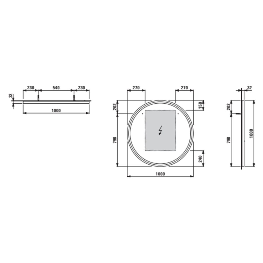 Laufen Spiegel Base 2.0 1000x1000mm, rund, LED-Beleuchtung, 1 Sensorschalter, Sc... LAUFEN-H4443921084501 7612738151690 (Abb. 4)