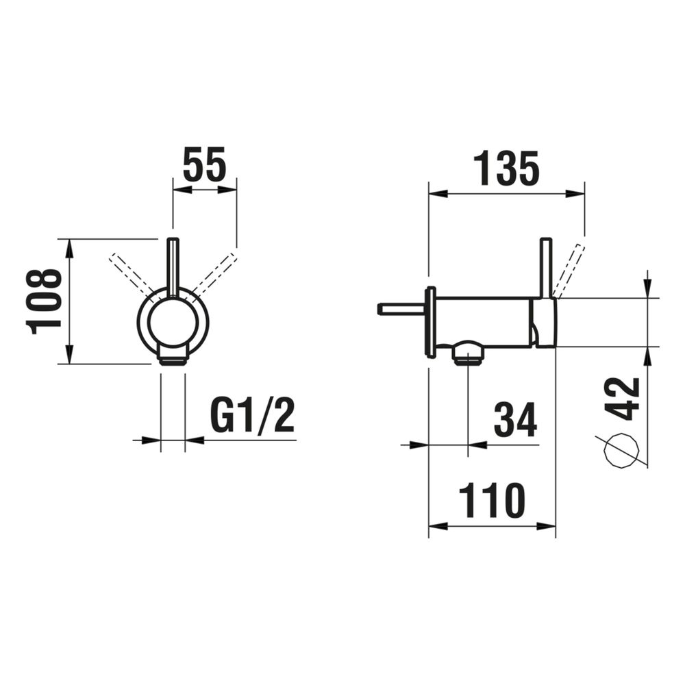 Laufen Einhebel-Brausemischer Twinplus Slim, 1-Loch, mit Schlauch 1500mm und Han... LAUFEN-HF505455100000 7612738995379 (Abb. 2)