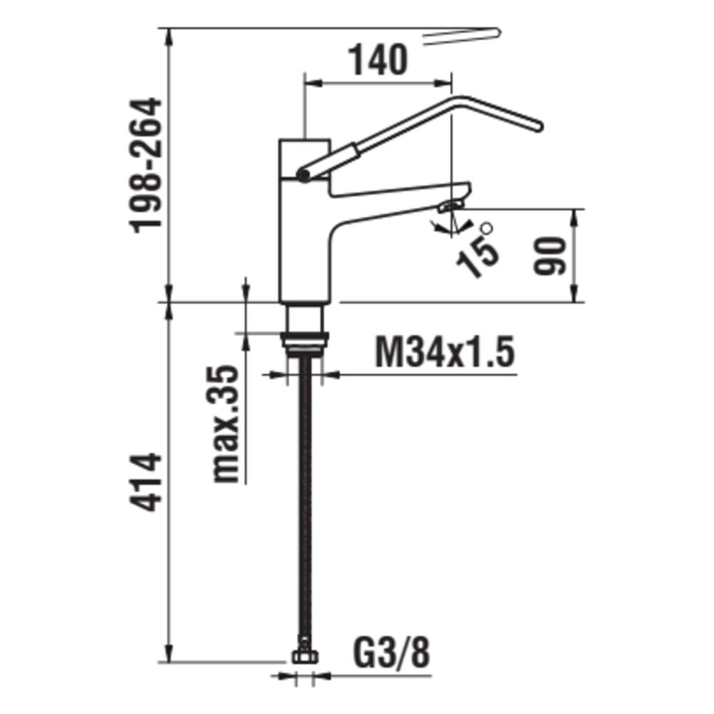 Laufen Waschtisch-Mischer Clinic, Festauslauf, Ausladung 140mm, mit Bügelgriff, ... LAUFEN-HF941004100094 7612738002183 (Abb. 3)