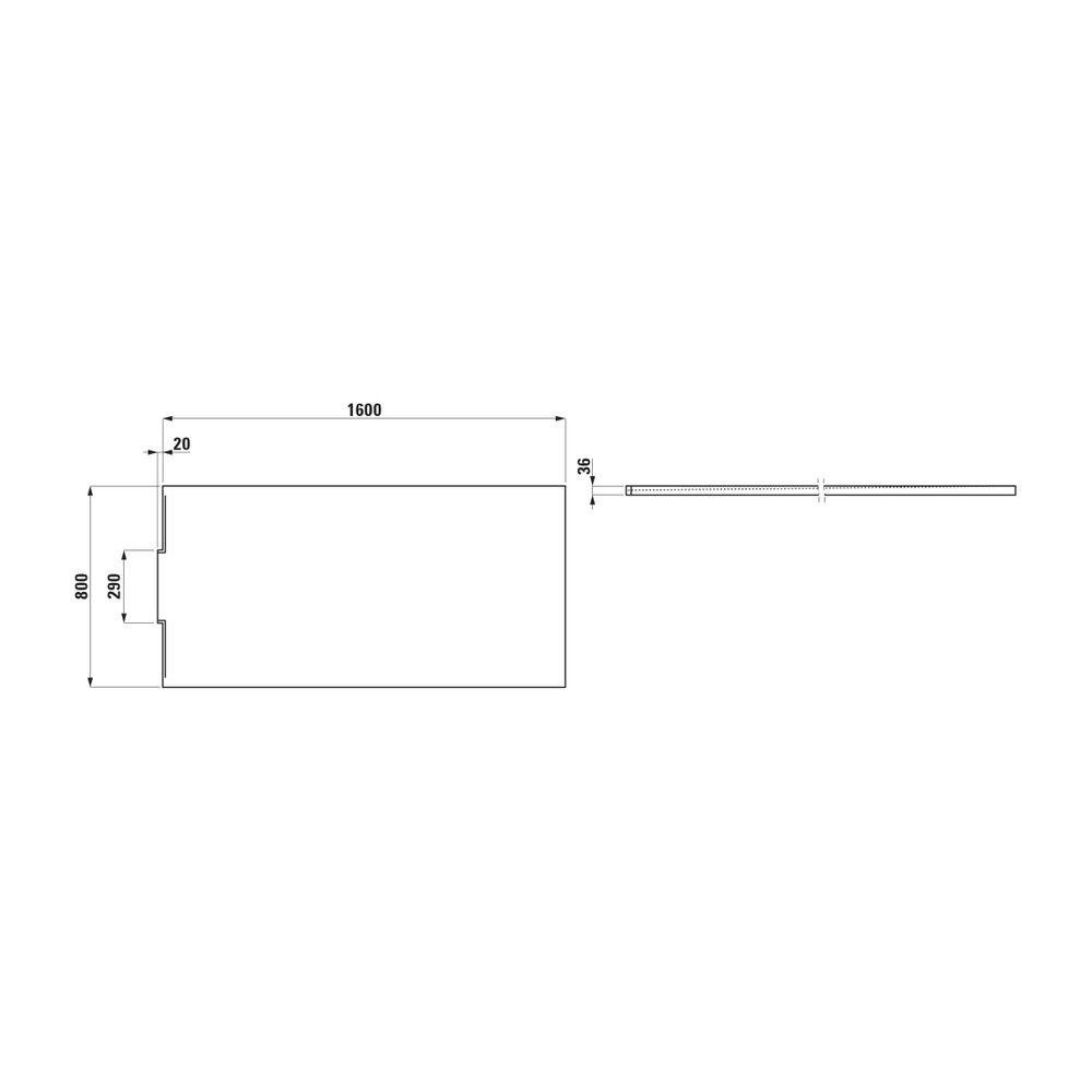 Laufen Duschwanne NIA 800x1600x36mm, Weiß, aus Marbond, mit Wandablauf... LAUFEN-H2100350000001 7612738112455 (Abb. 2)