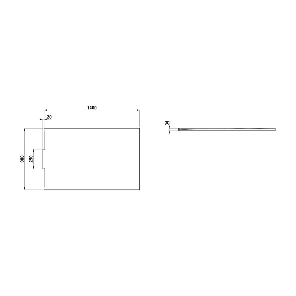 Laufen Duschwanne NIA 900x1400x34mm, Weiß, aus Marbond, mit Wandablauf... LAUFEN-H2100380000001 7612738112127 (Abb. 2)