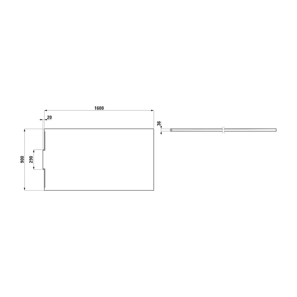 Laufen Duschwanne NIA 900x1600x36mm, Weiß, aus Marbond, mit Wandablauf... LAUFEN-H2100390000001 7612738112165 (Abb. 2)