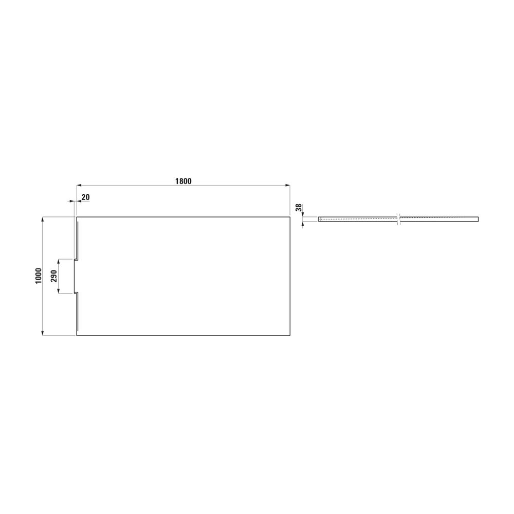 Laufen Duschwanne NIA 1000x1800x38mm, Anthrazit, aus Marbond, mit Wandablauf... LAUFEN-H2110300780001 7612738112219 (Abb. 2)