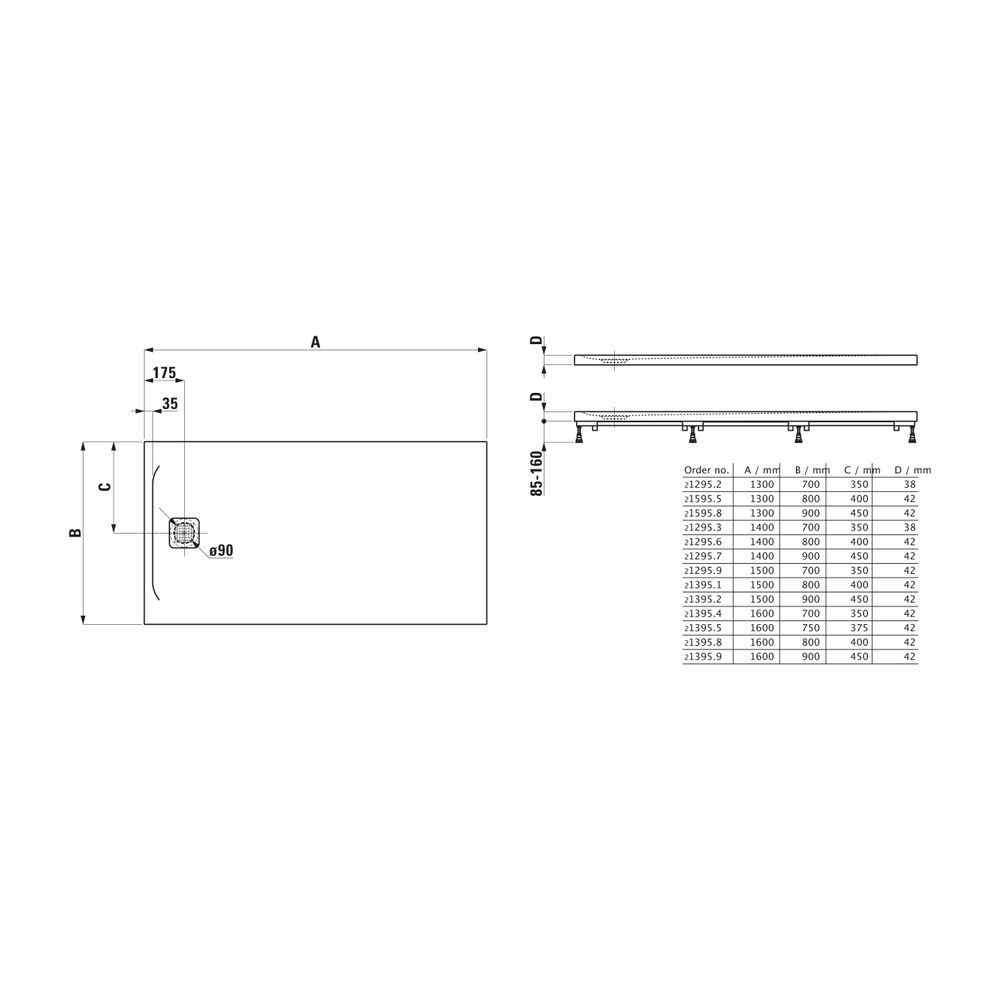 Laufen Duschwanne Laufen Pro 800x1300x42mm, Hellgrau, aus Marbond, Ablauf kurze ... LAUFEN-H2159550770001 7612738971847 (Abb. 2)