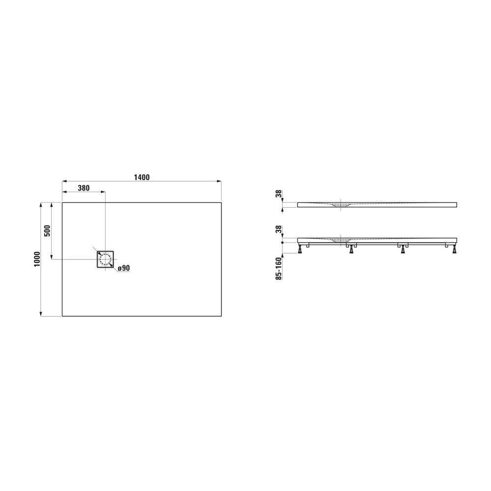Laufen Duschwanne Laufen Solutions 100x1400x44mm, Weiß, aus Marbond, Ablauf seit... LAUFEN-H2134450000001 7612738935344 (Abb. 2)