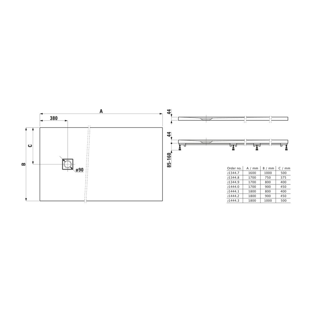 Laufen Duschwanne Laufen Solutions 800x1700x44mm, Weiß, aus Marbond, Ablauf seit... LAUFEN-H2134490000001 7612738935429 (Abb. 2)