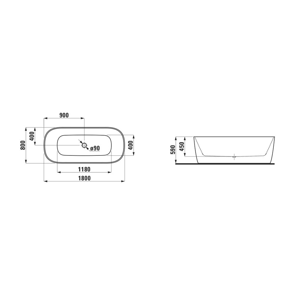 Laufen MEDA Freistehende Oval-Badewanne 1800x800mm, Verkehrsgrau Matt außen, Wei... LAUFEN-H2201121670001 7612738118563 (Abb. 3)