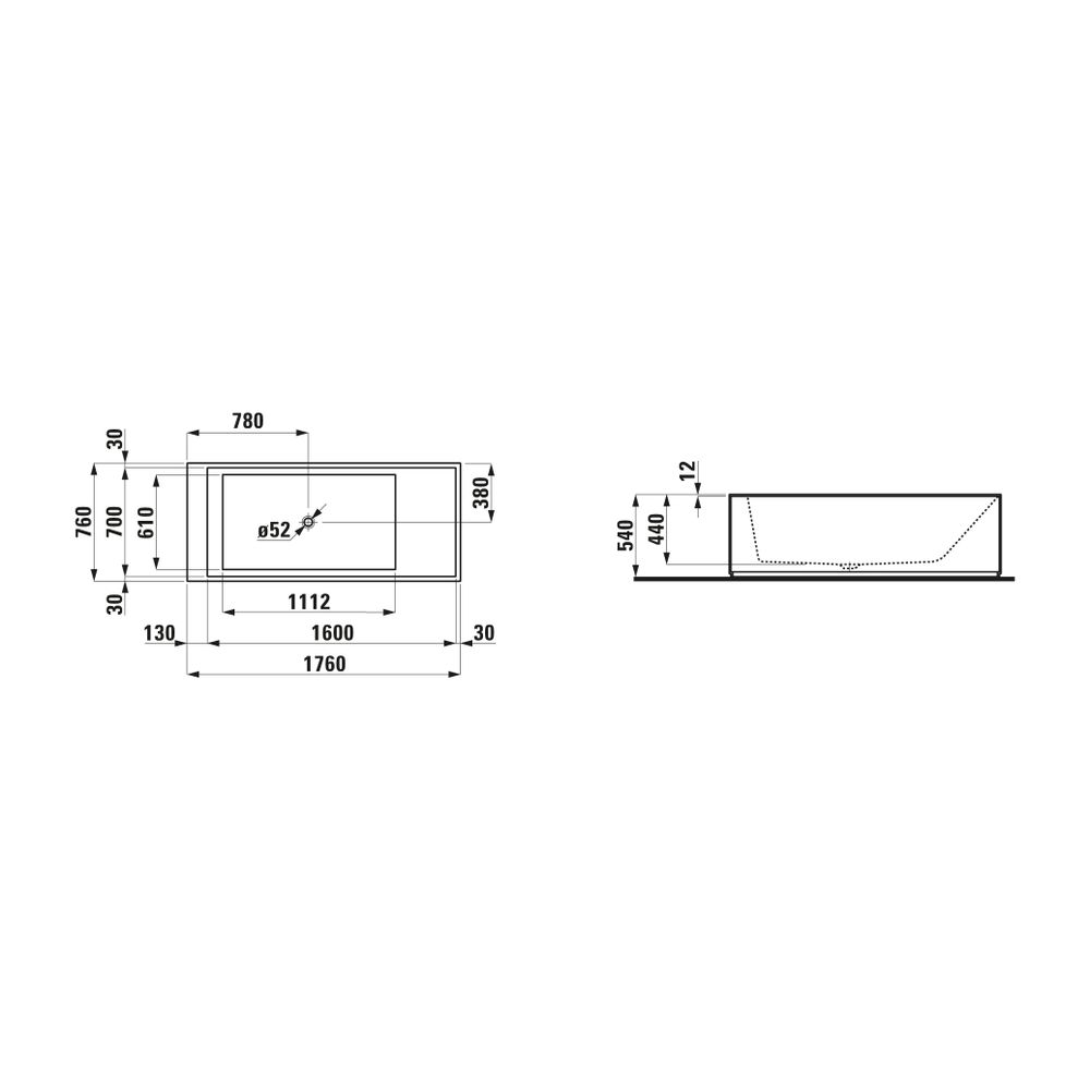 Laufen freistehende Badewanne Kartell, LED-Beleuchtung 760x1760x540mm, Weiß, aus... LAUFEN-H2223320006161 7612738299422 (Abb. 3)
