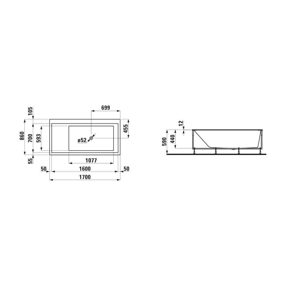 Laufen Einbau-Badewanne Kartell, LED-Beleuchtung für Ecke rechts 860x1700x590mm,... LAUFEN-H2233310006161 7612738299446 (Abb. 2)
