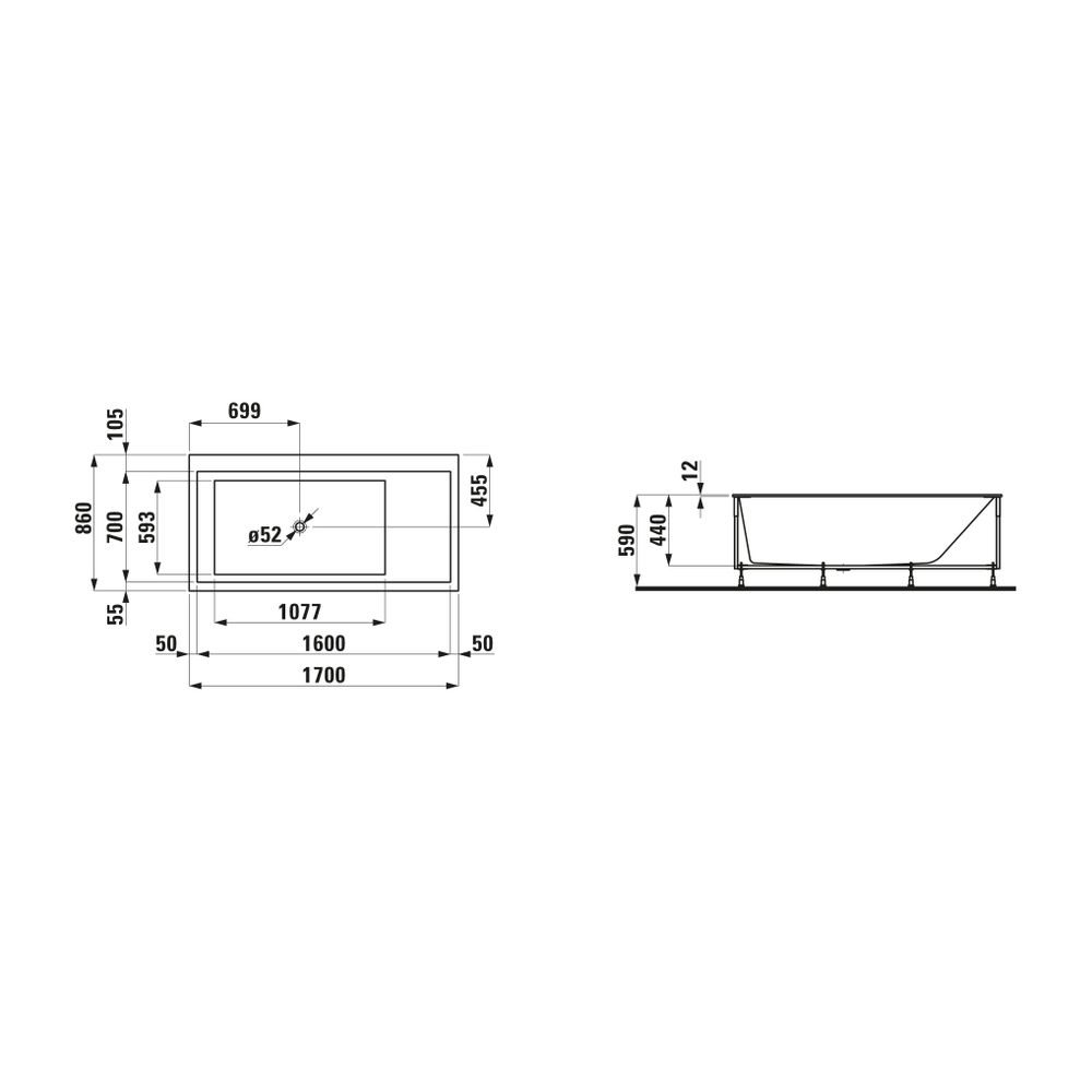 Laufen Einbau-Badewanne Kartell, LED-Beleuchtung für Ecke links 860x1700x590mm, ... LAUFEN-H2243310006161 7612738299507 (Abb. 2)
