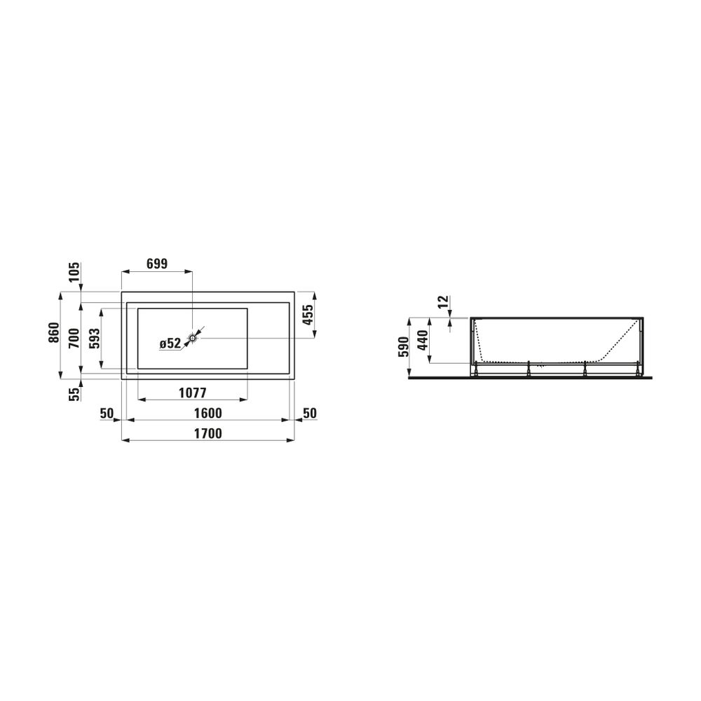 Laufen Badewanne Kartell, LED-Beleuchtung 860x1700x590mm, Weiß, Ecke links mit S... LAUFEN-H2243360006161 7612738299521 (Abb. 3)