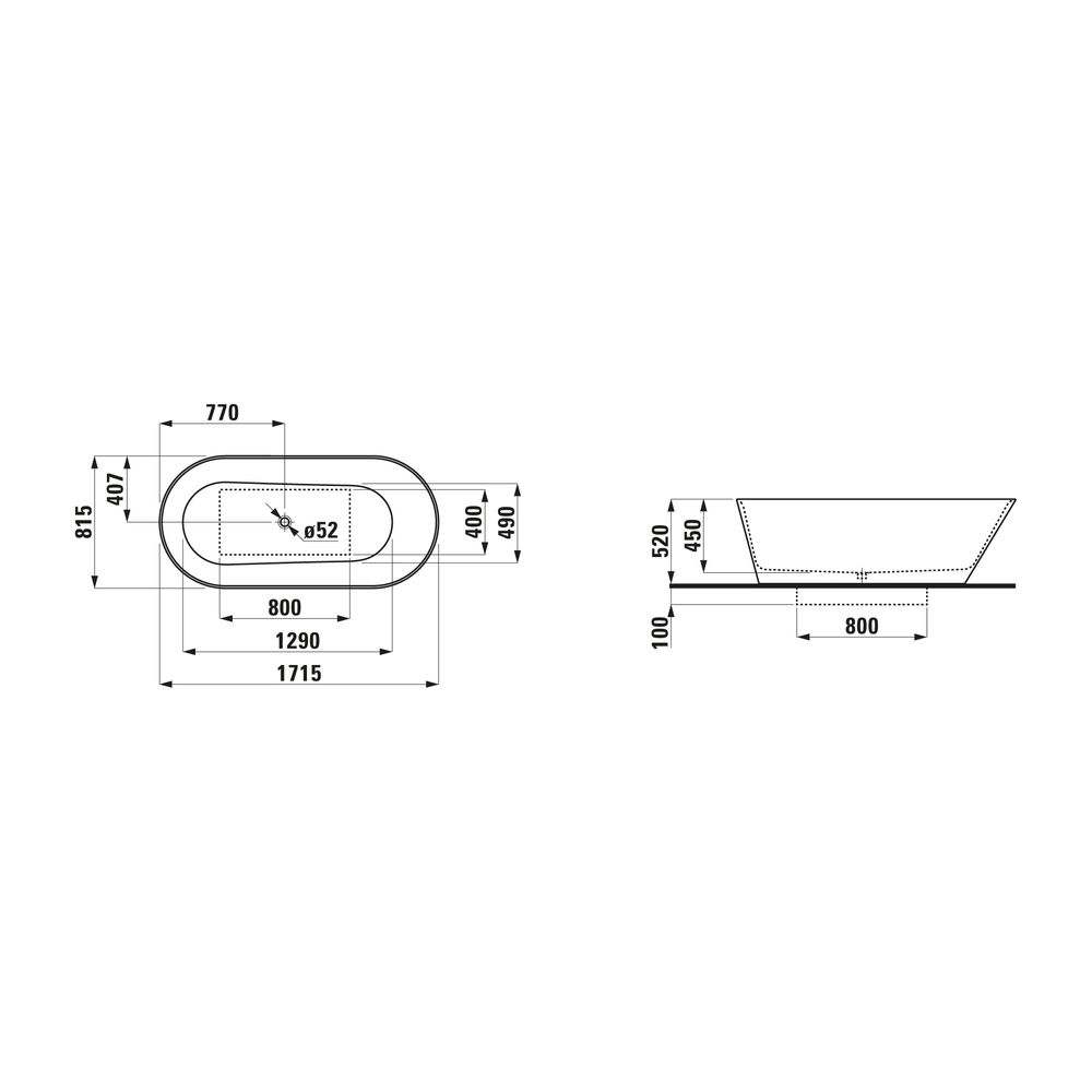 Laufen freistehende Badewanne Kartell 814x1715x520mm, Weiß, aus Sentec Mineralgu... LAUFEN-H2263320000001 7612738910525 (Abb. 3)