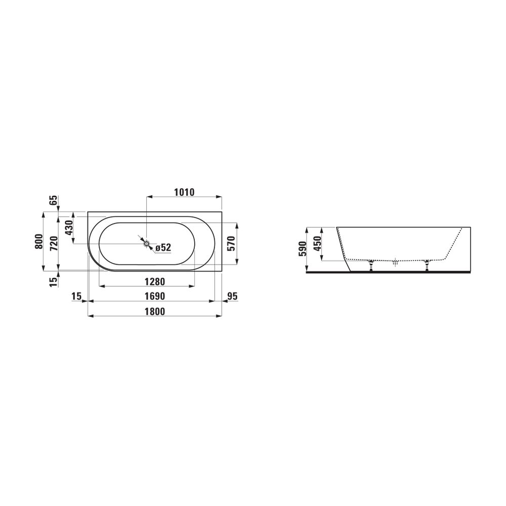Laufen Badewanne Laufen Pro 800x1800x590mm, Weiß, aus Marbond, Eckversion rechts... LAUFEN-H2449550000001 7612738957353 (Abb. 3)