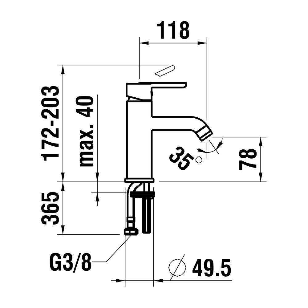 Laufen Einhebel-Waschtischmischer Lua Eco+ Ausladung 118mm, Chrom, Festauslauf E... LAUFEN-H3110810041101 7612738986735 (Abb. 2)