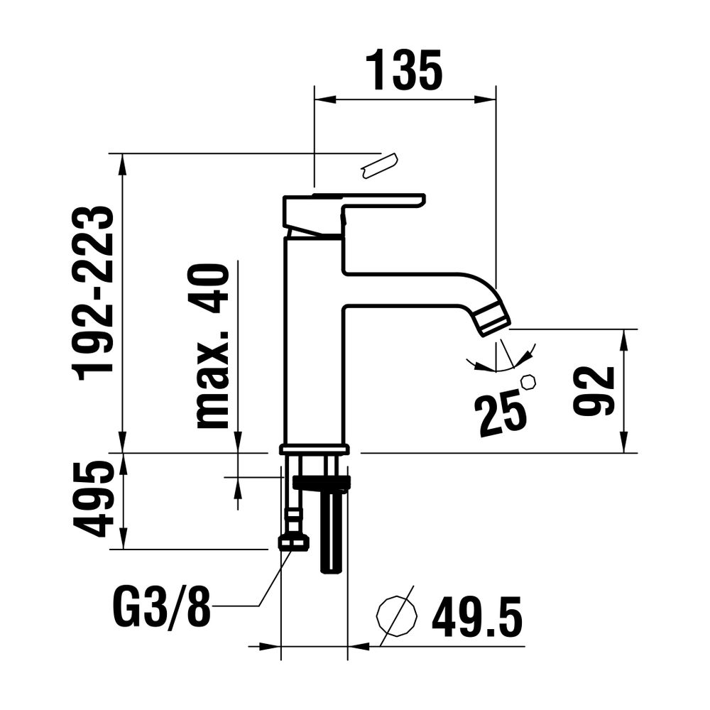 Laufen Einhebel-Waschtischmischer Lua Eco+ Ausladung 135mm, Chrom, Festauslauf E... LAUFEN-H3110810041201 7612738986759 (Abb. 2)