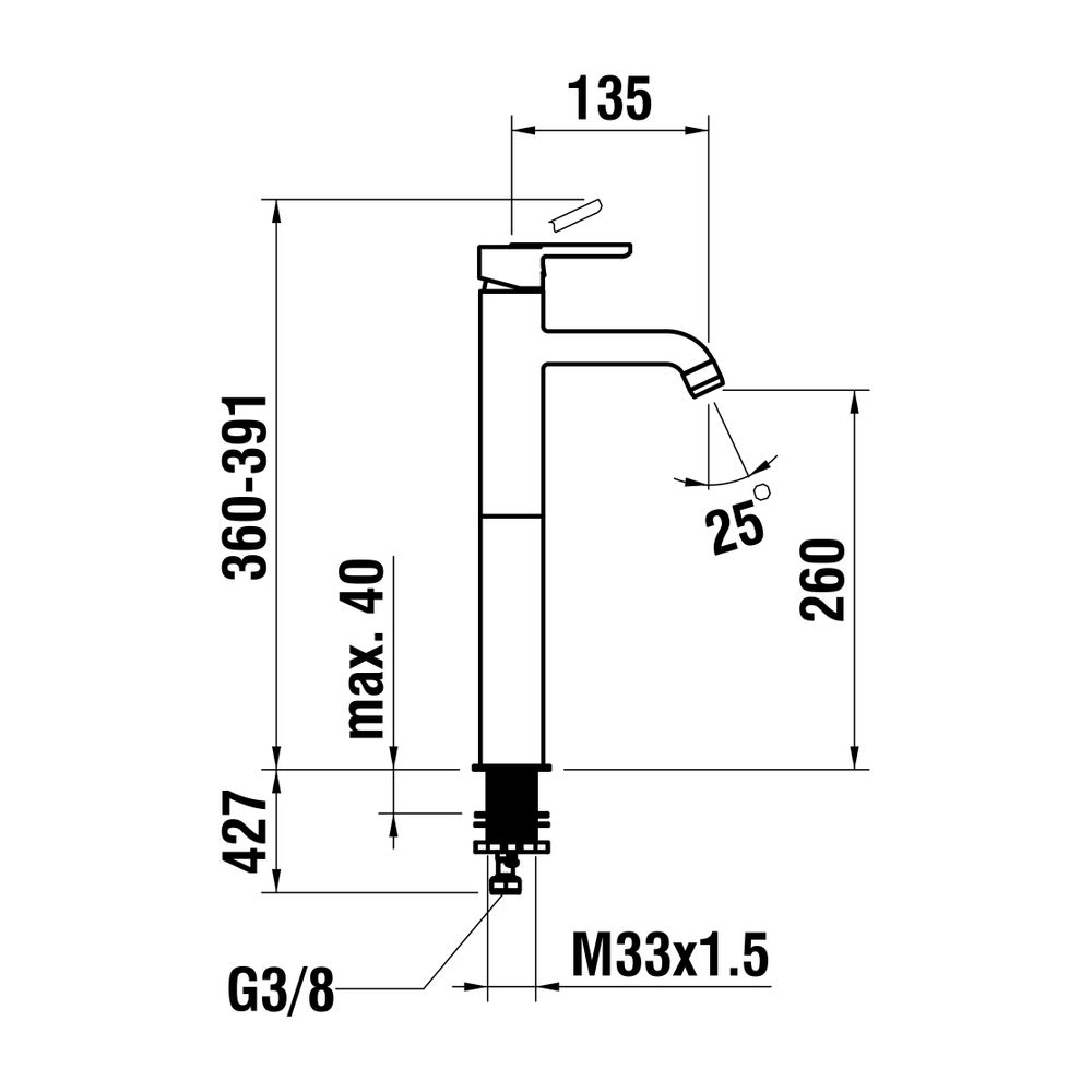 Laufen Einhebel-Waschtischmischer Lua Eco+, hohe Ausführung, Ausladung 135mm, Ch... LAUFEN-H3110880041201 7612738986766 (Abb. 2)