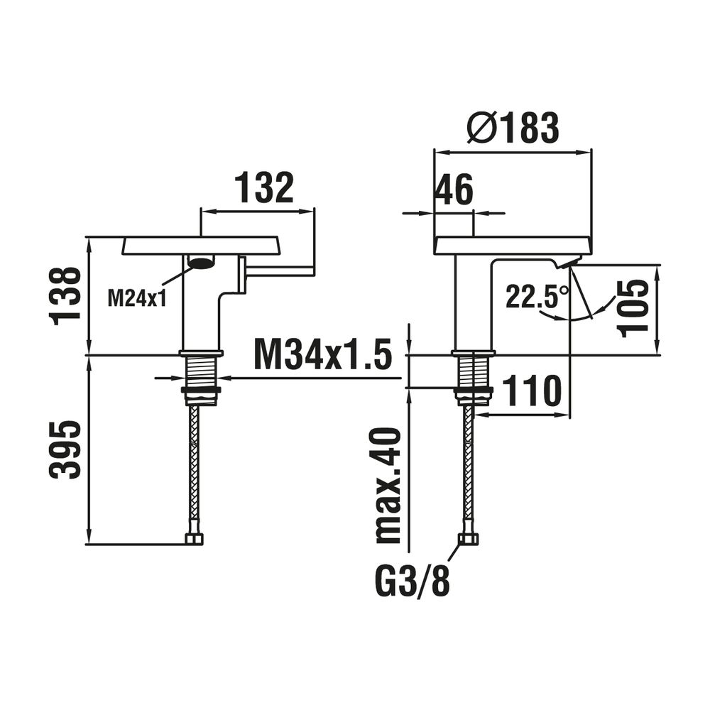 Laufen Einhebel-Waschtischmischer mit Deko-Disk, transp., Festauslauf m. Ablaufv... LAUFEN-H3113310041131 7612742487501 (Abb. 2)