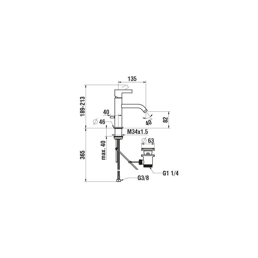 Laufen Einhebel-Waschtischmischer Kartell Festauslauf Ausladung 135mm, ohne Abla... LAUFEN-H3113310901201 7612742524640 (Abb. 2)
