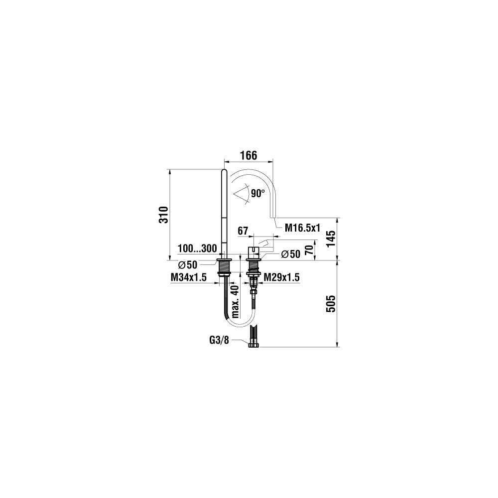 Laufen 2-Loch-Waschtischmischer Kartell Schwenkauslauf Ausladung 166mm, ohne Abl... LAUFEN-H3113320822201 7612738961206 (Abb. 2)