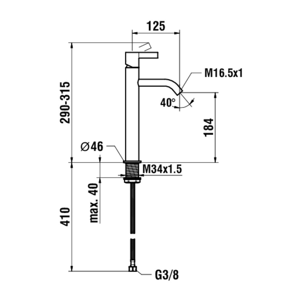 Laufen Einhebel-Waschtischmischer, ohne Ablaufventil, hohe Ausf. Kartell Festaus... LAUFEN-H3113380901201 7612742513118 (Abb. 2)