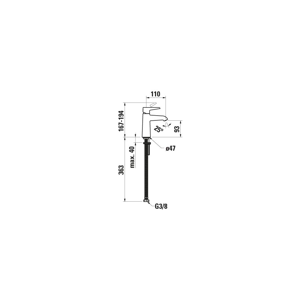 Laufen Einhebel-Waschtischmischer Pure Festauslauf Ausladung 110mm, Chrom, ohne ... LAUFEN-HF901702100000 7612738997601 (Abb. 2)