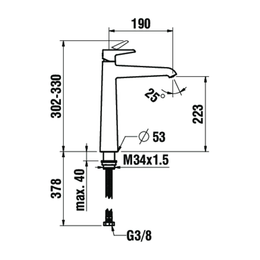Laufen Einhebel-Waschtischmischer, ohne Ablaufventil, hohe Ausf. Pure Festauslau... LAUFEN-HF901714428000 7612738001735 (Abb. 2)