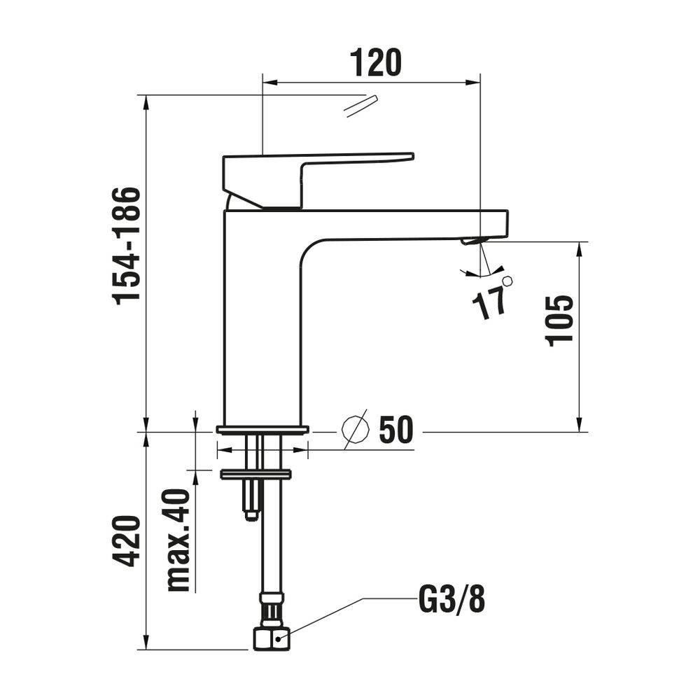 Laufen Einhebel-Waschtischmischer Neja Festauslauf Ausladung 120mm, Chrom, ohne ... LAUFEN-H3115110041101 7612738957254 (Abb. 2)