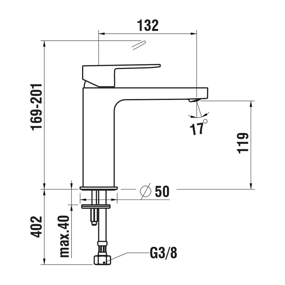 Laufen Einhebel-Waschtischmischer, ohne Ablaufventil, halbhohe Ausführung Neja F... LAUFEN-H3115110041201 7612738957285 (Abb. 2)