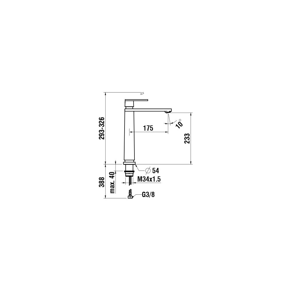Laufen Einhebel-Waschtischmischer, ohne Ablaufventil, hohe Ausf. The New Classic... LAUFEN-HF900514100000 7612738996888 (Abb. 2)