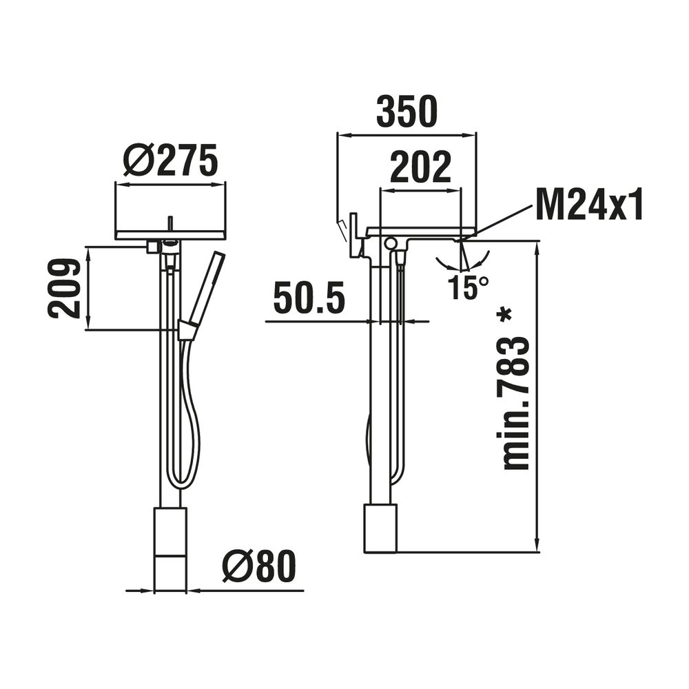 Laufen Einhebel-Standsäulen-Wannenmischer mit Deko-Disc, transparent, Kartell Ch... LAUFEN-H3213310041211 7612742481219 (Abb. 2)