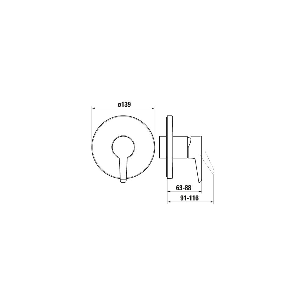 Laufen Einhebel-Brausemischer Unterputz Pure für Simibox Standard/Light, PVD Tit... LAUFEN-HF901778428000 7612738001803 (Abb. 2)