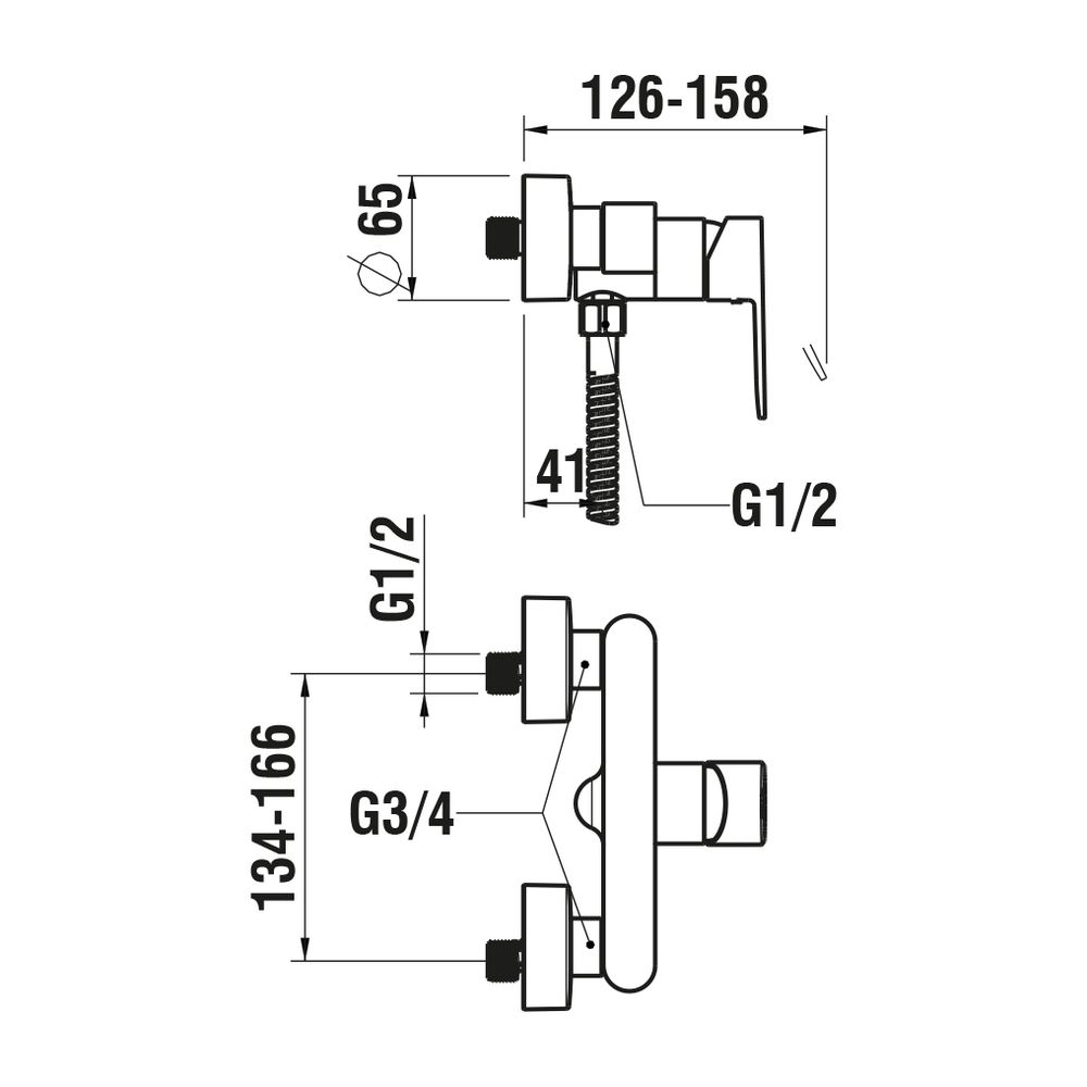 Laufen Einhebel-Brausemischer Aufputz mit Zubehör Kunststoffschlauch 1500mm, Chr... LAUFEN-H3315170041311 7612738957919 (Abb. 2)