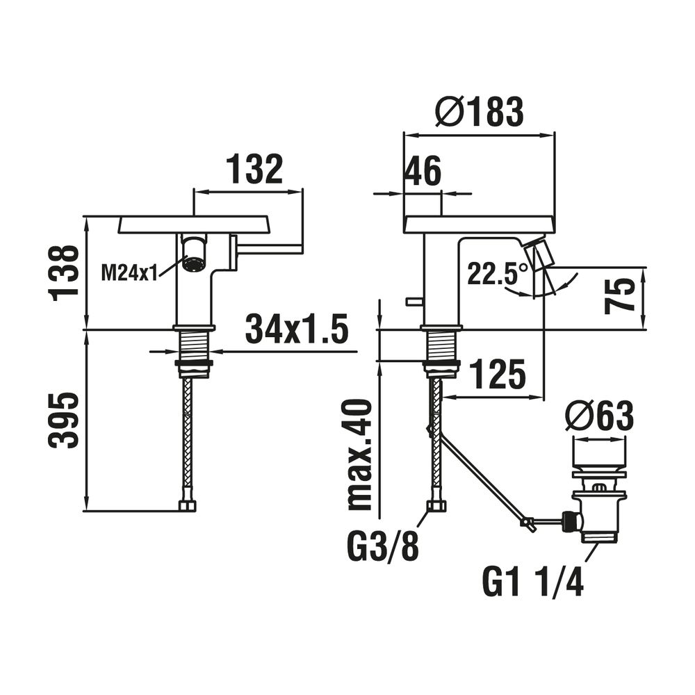 Laufen Einhebel-Bidetmischer mit Deko-Disc, transparent, Kartell Festauslauf Aus... LAUFEN-H3413310041111 7612742481202 (Abb. 2)