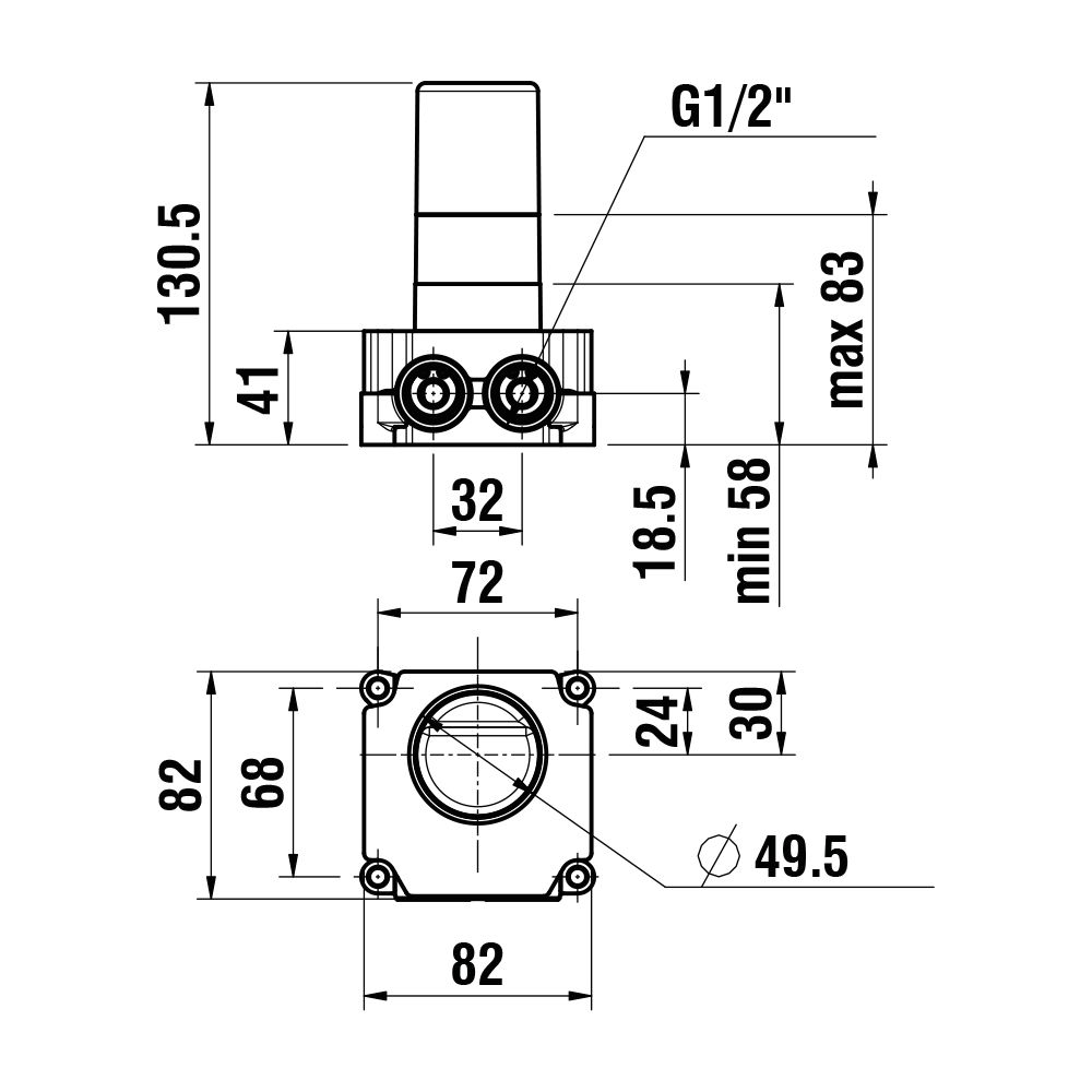 Laufen Unterputz Einbaukörper Simibox 1-Point Anschluss 1/2" GN, Abpressvorricht... LAUFEN-HF574036000000 7612738001049 (Abb. 2)