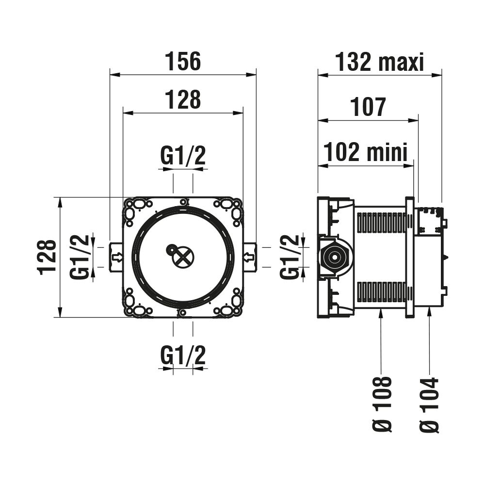Laufen Unterputz Einbaukörper Simibox Standard Einbautiefe von min. 102mm, Ansch... LAUFEN-HF574007000000 7612738001032 (Abb. 2)