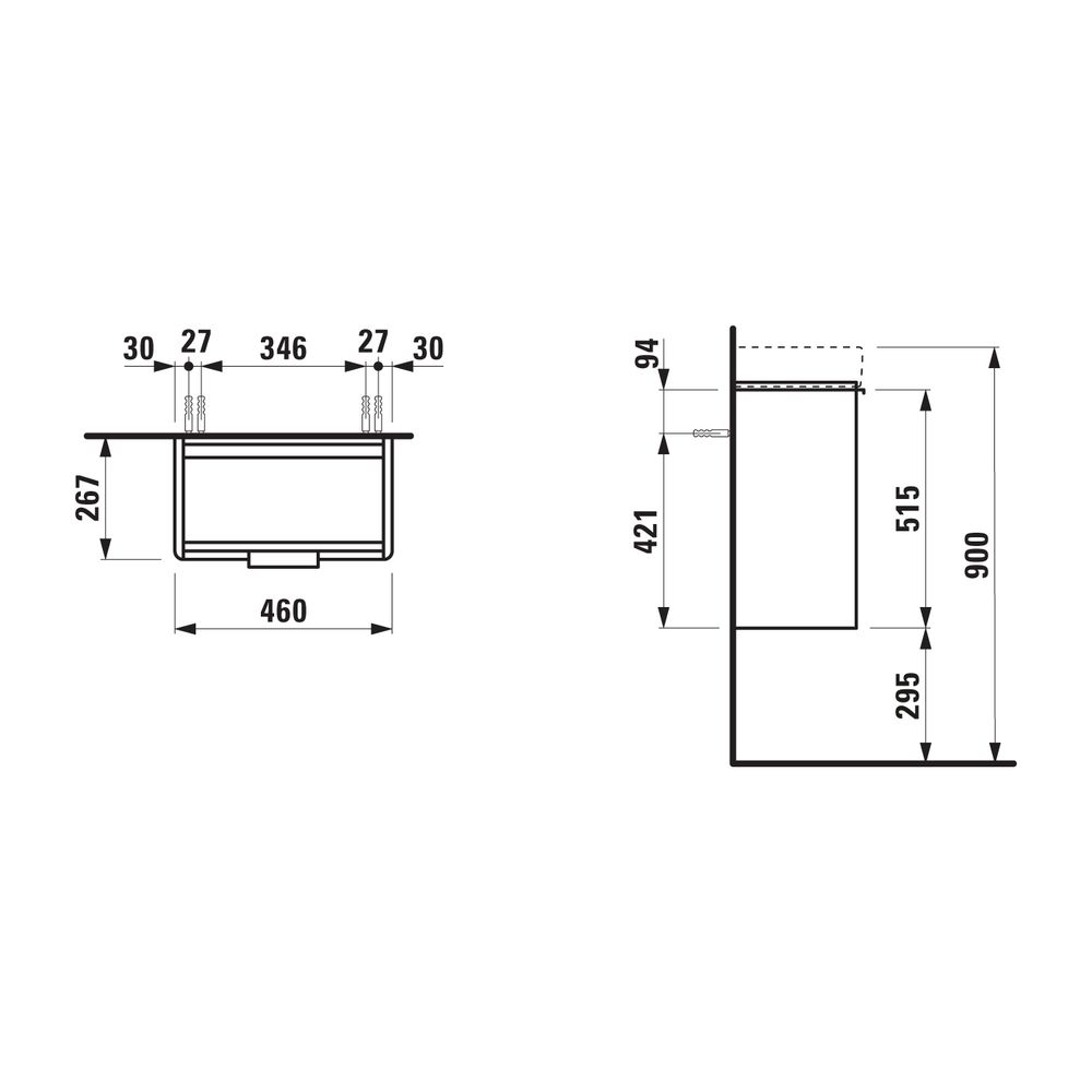 Laufen Waschtischunterbau BASE für Pro S 267x460x515mm, Multicolor, 1 Tür Scharn... LAUFEN-H4021011109991 7612738911874 (Abb. 2)