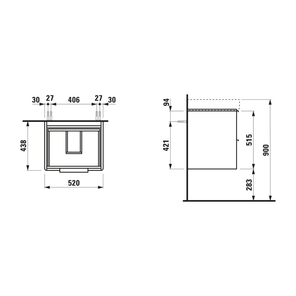 Laufen Waschtischunterbau BASE für Pro S 438x520x515mm, Verkehrsgrau, 2 Schublad... LAUFEN-H4021721102661 7612738972592 (Abb. 2)