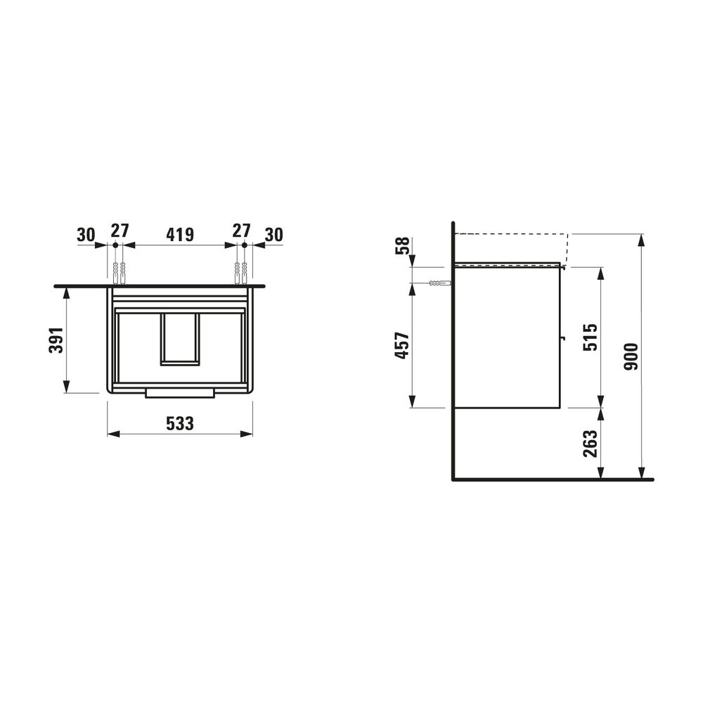 Laufen Waschtischunterbau BASE für VAL 391x533x515mm, Mattweiß, 2 Schubladen mit... LAUFEN-H4021921102601 7612738912185 (Abb. 2)