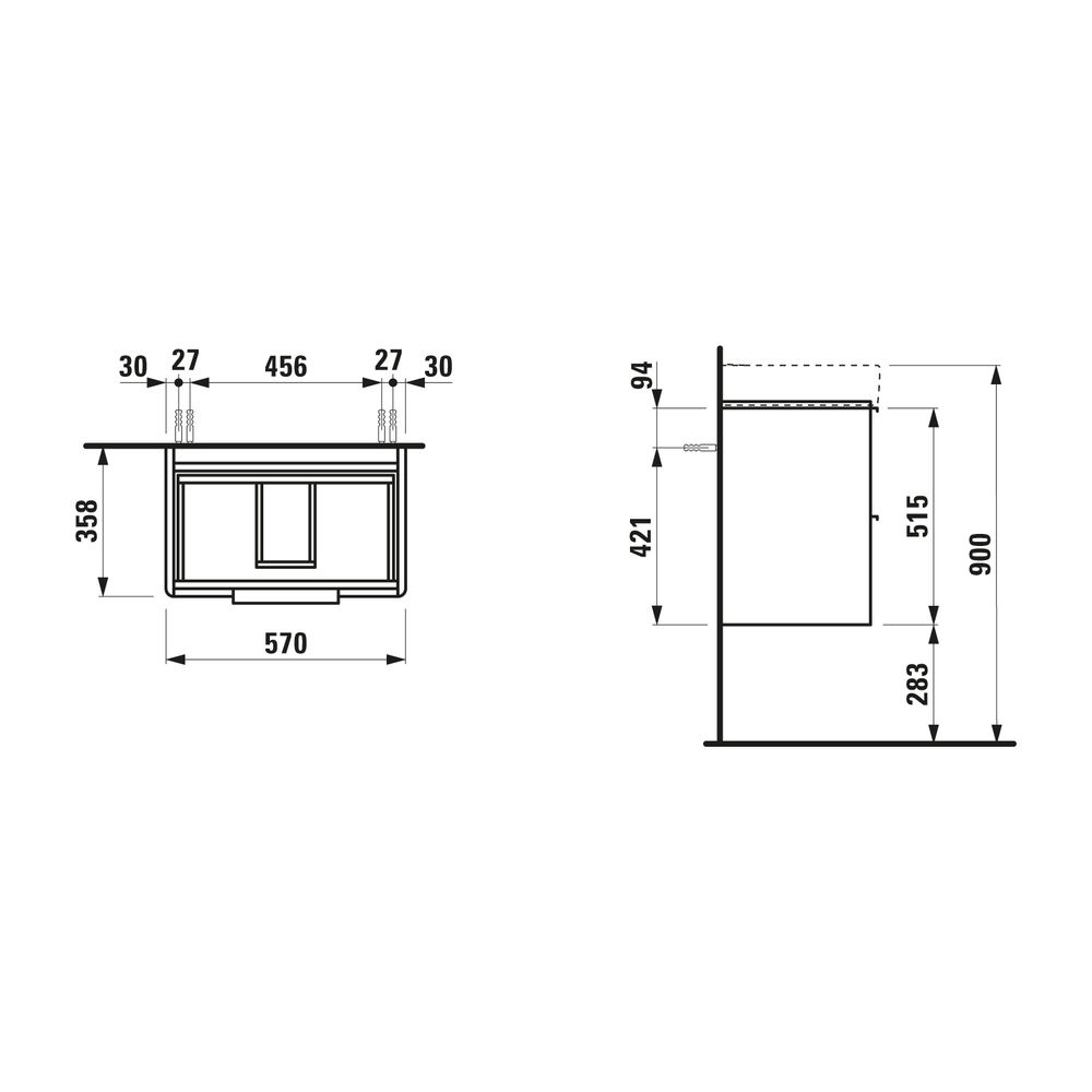 Laufen Waschtischunterbau BASE für Pro S 358x570x515mm, glänzend Weiß, 2 Schubla... LAUFEN-H4022121102611 7612738912246 (Abb. 2)