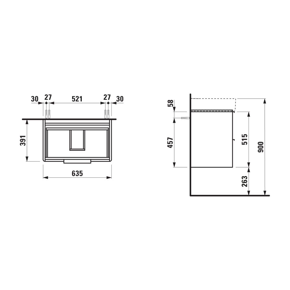 Laufen Waschtischunterbau BASE für VAL 391x635x515mm, Mattweiß, 2 Schubladen mit... LAUFEN-H4023121102601 7612738912482 (Abb. 2)