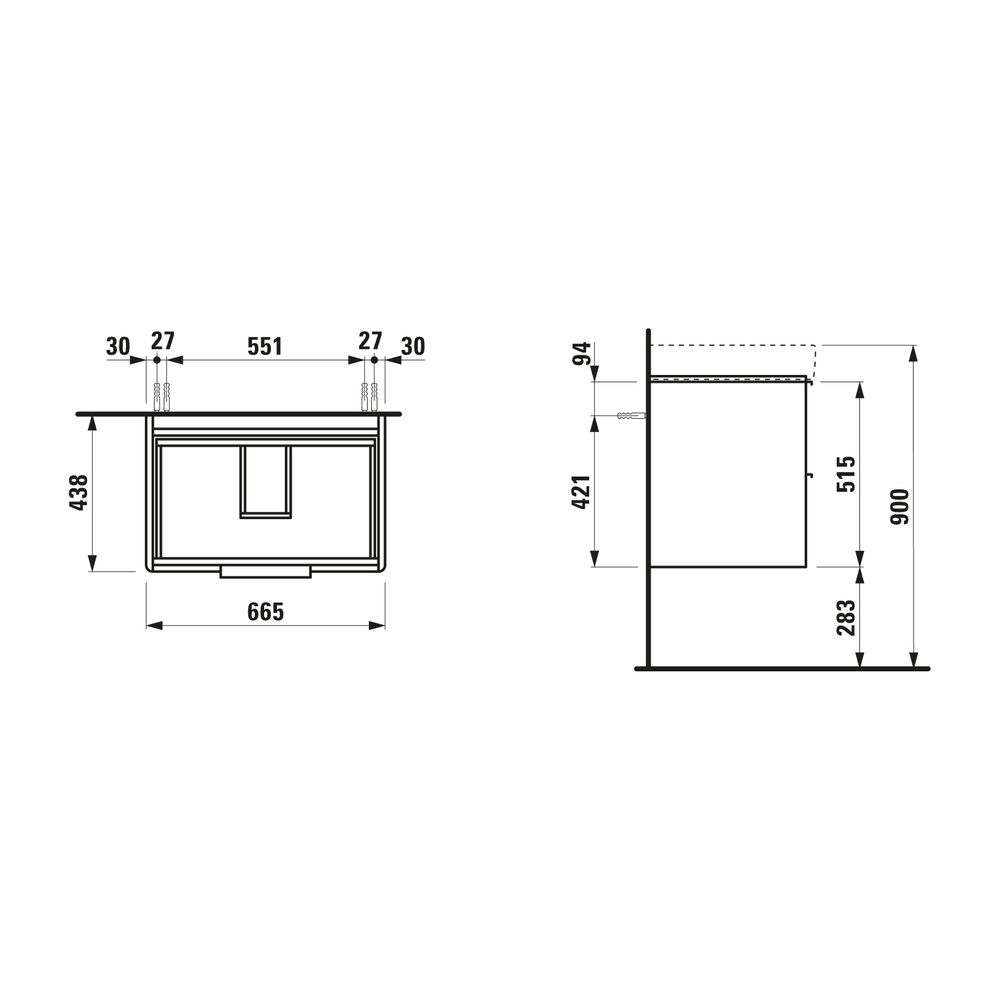 Laufen Waschtischunterbau BASE für Pro S 438x665x515mm, Verkehrsgrau, 2 Schublad... LAUFEN-H4023321102661 7612738972677 (Abb. 2)