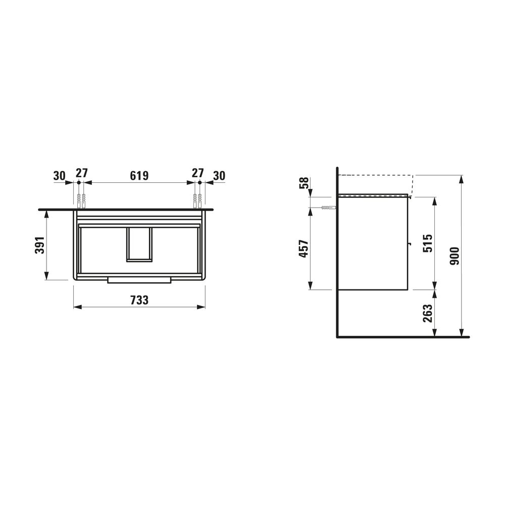 Laufen Waschtischunterbau BASE für VAL 391x733x515mm, glänzend Weiß, 2 Schublade... LAUFEN-H4023521102611 7612738912598 (Abb. 2)
