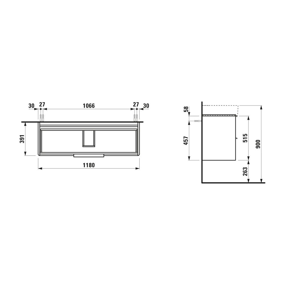 Laufen Waschtischunterbau BASE für VAL 391x1180x515mm, Verkehrsgrau, 2 Schublade... LAUFEN-H4024721102661 7612738972752 (Abb. 3)